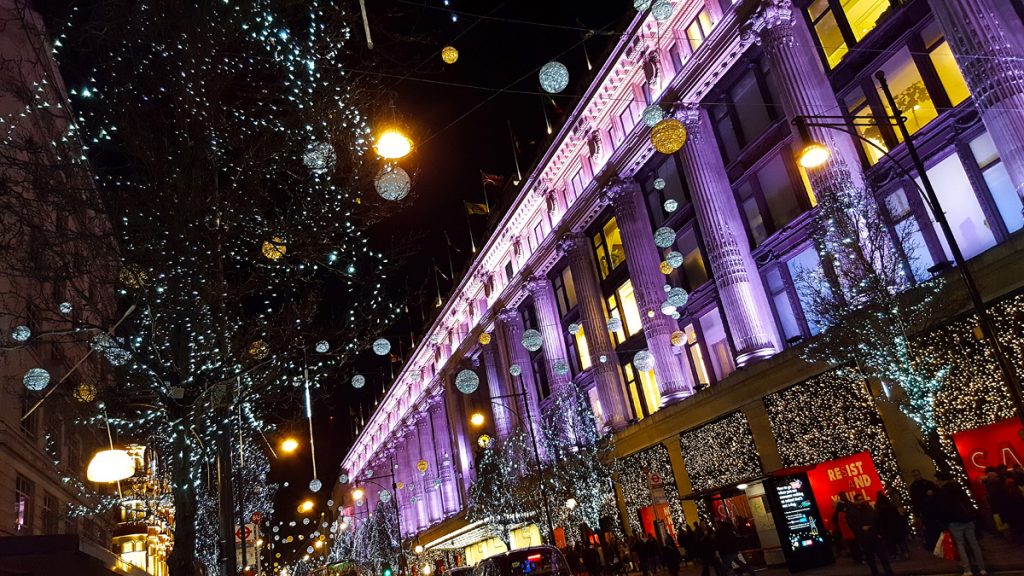 Smartphone shot of Christmas lights in London